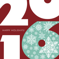 2016 New Year Greetings Card. Happy Holidays. Stylish design. 