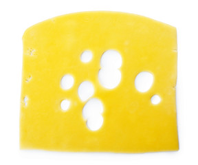 Slice of cheese isolated on white