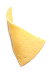 Slice of cheese isolated on white