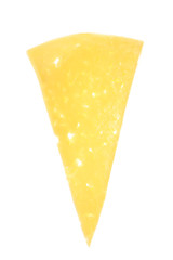 Slice of cheese isolated on white