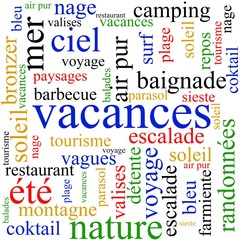 Nuage de mots vacances en couleur