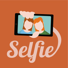 selfie illustration over color background