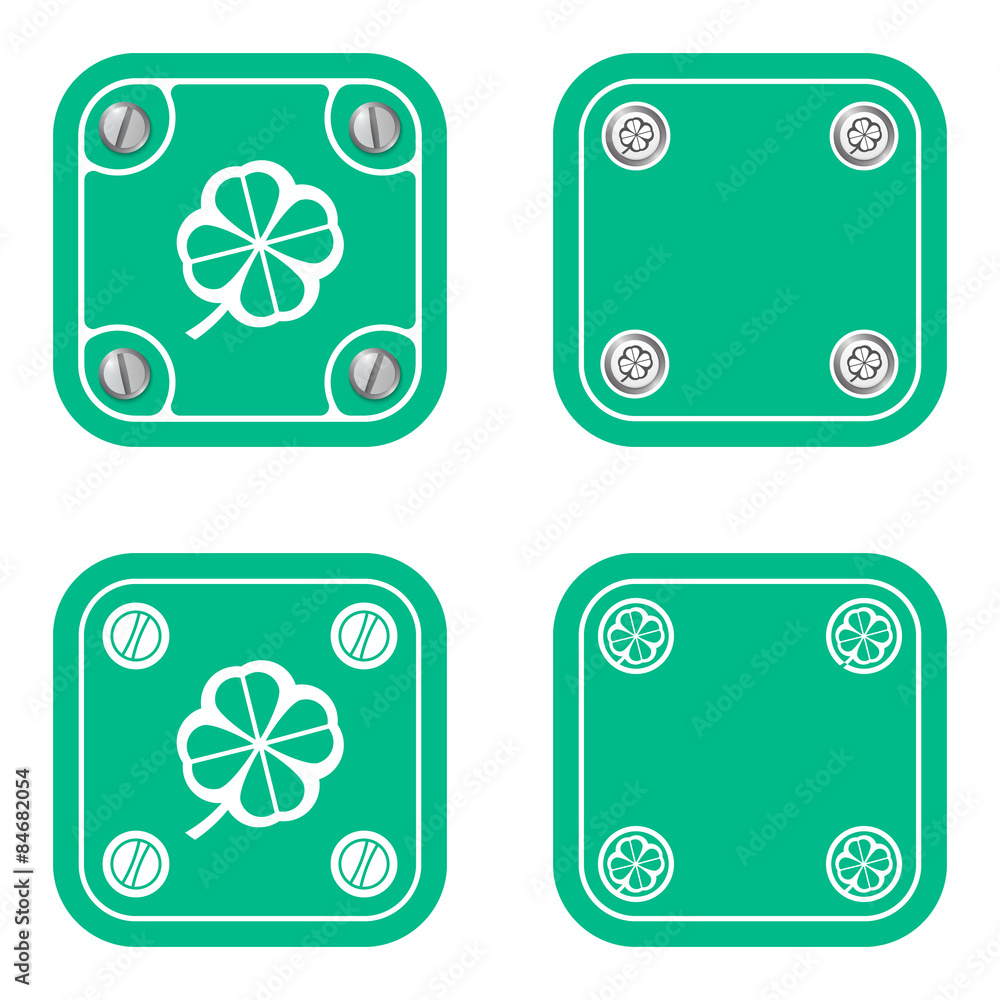 Poster set of four flat simple frames and cloverleaf