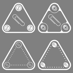 Set of four flat simple frames and paper clip