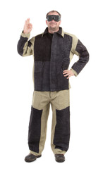 Smiling worker with ok sign.