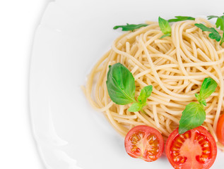 Tasty italian pasta with tomato as haute cuisine.