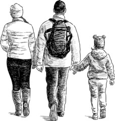 famiy strolling
