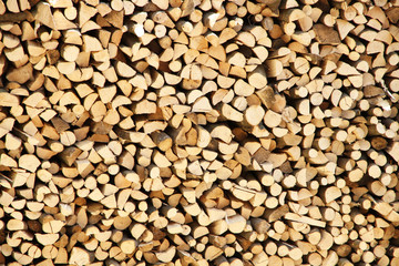 Pile of firewood as background