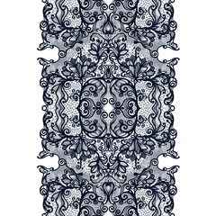 Abstract lace ribbon vertical seamless pattern. Template frame design for card. Lace Doily. Can be used for packaging, invitations, and template.