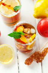 Sweet ice tea with lemon