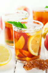 Sweet ice tea with lemon
