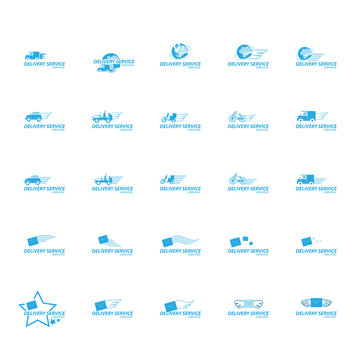 Delivery Service Icons Set - Isolated On White Background - Vector Illustration, Graphic Design, Editable For Your Design