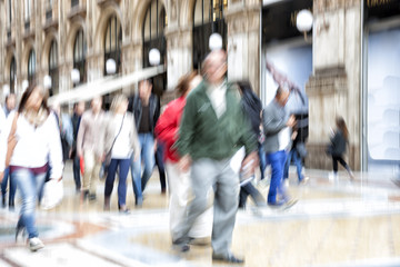 Blurred pedestrian, zoom effect