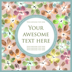 Square postcard with watercolor flowers