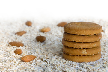 oatmeal cookies  with Fresh ingredients for them (oat flakes, nu