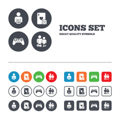 Gamer icons. Board games players.