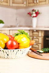 Fresh vegetables on a table in the kitchen