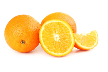 Ripe oranges isolated on white