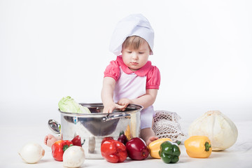 Chef girl preparing healthy food