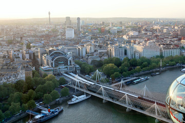 Beautiful view on London's north-western part from London Eye tourist attraction wheel: cityscape,...