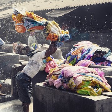Man working in indian laundry