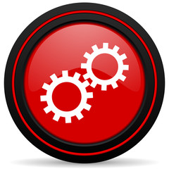 gear red glossy web icon
