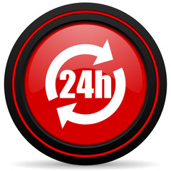 24h red glossy web icon