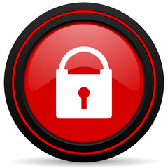 padlock red glossy web icon