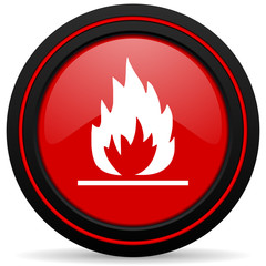 flame red glossy web icon