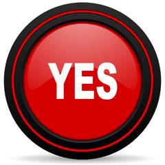 yes red glossy web icon