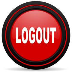 logout red glossy web icon