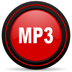 mp3 red glossy web icon