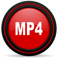 mp4 red glossy web icon