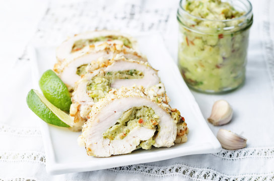 Guacamole Stuffed Crumbs Lime Chicken