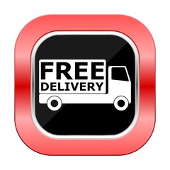 Free Delivery Square Red Button