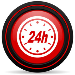24h red glossy web icon