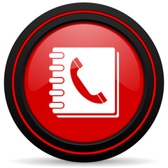 phonebook red glossy web icon