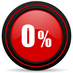 0 percent red glossy web icon