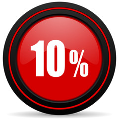 10 percent red glossy web icon