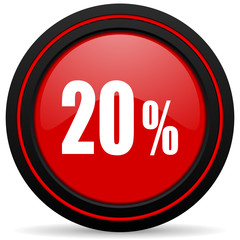 20 percent red glossy web icon