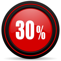 30 percent red glossy web icon