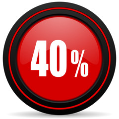 40 percent red glossy web icon