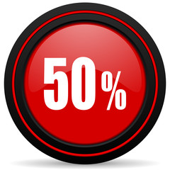 50 percent red glossy web icon