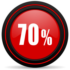 70 percent red glossy web icon