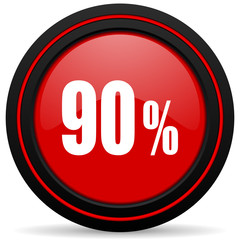 90 percent red glossy web icon
