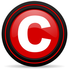 Fototapeta premium copyright red glossy web icon