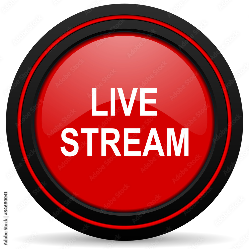 Poster live stream red glossy web icon
