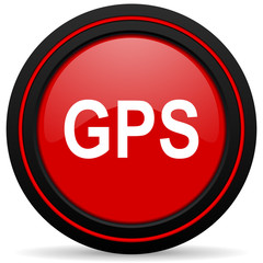 gps red glossy web icon