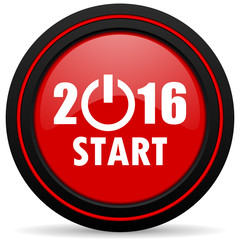 year 2016 red glossy web icon