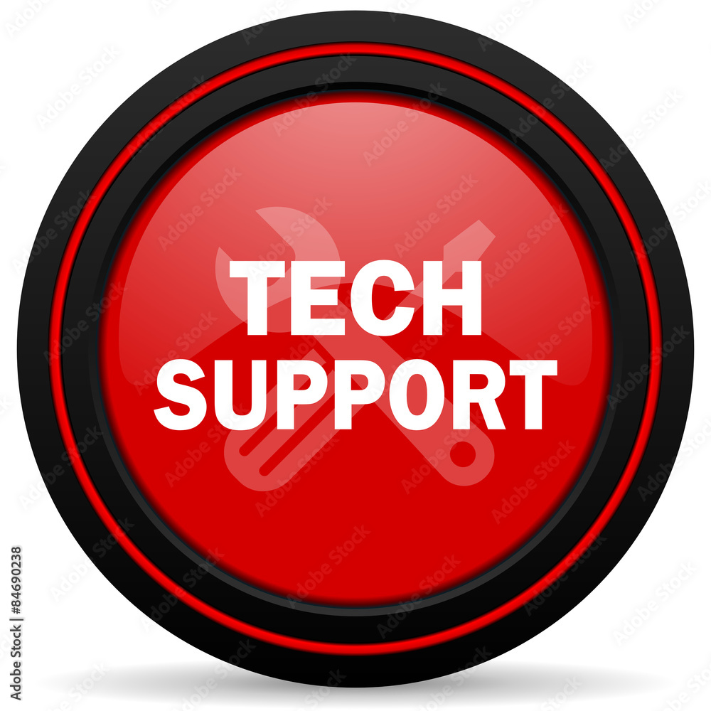 Poster technical support red glossy web icon